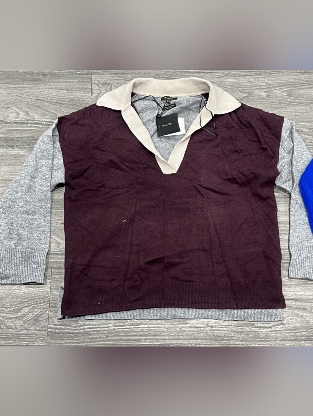 BNWT Massimo Dutti Wool Cashmere Color Block Polo Sweater - Small - Retail $79